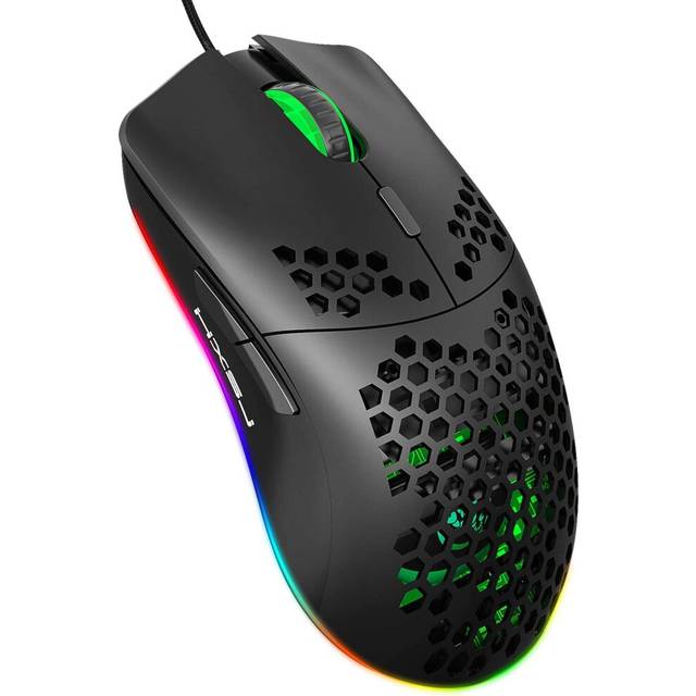 Wired Gaming Mouse, J900 6 RGB Lighting 6400 DPI Programmable USB Gaming Mice with 6 buttons, Honeycomb Shell Ergonomic Design for PC Gamers and Xbox