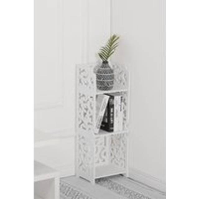 White 3 Tier Corner Shelf Unit Freestanding Small Corner Shelves - One Size