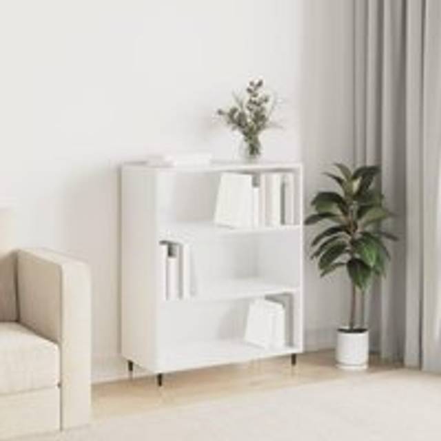 Bookcase High Gloss White 69.5x32.5x90 cm Engineered Wood - Brown - One Size