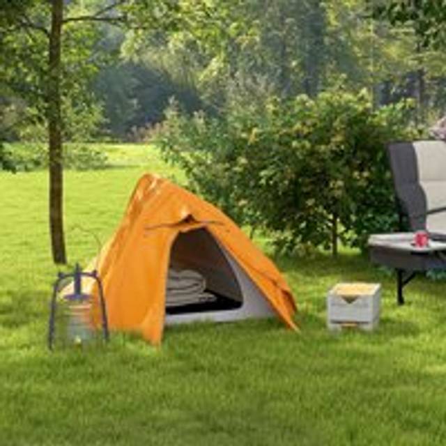 Outsunny Double Layer Camping Tent For 1-2 Man - 2000mm Waterproof - Orange/Green - Orange | TJ Hughes