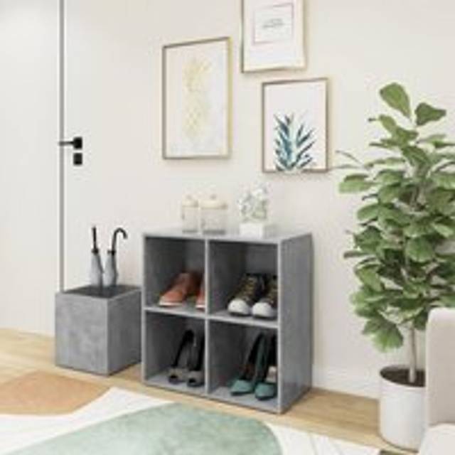 Hall Shoe Cabinet Concrete Grey 105x35.5x70 cm Engineered Wood - One Size