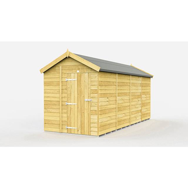 7 x 16 Feet Apex Shed - Single Door Without Windows - Wood - L472 x W214 x H217 cm