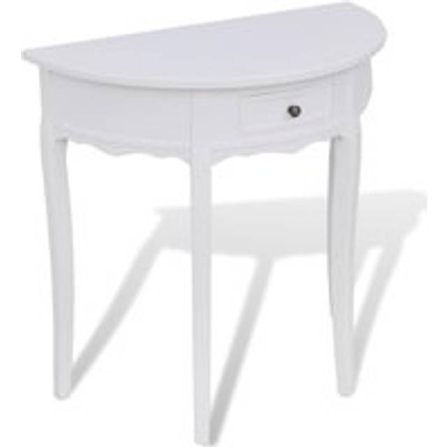 Console Table with Drawer Half-round White - One Size