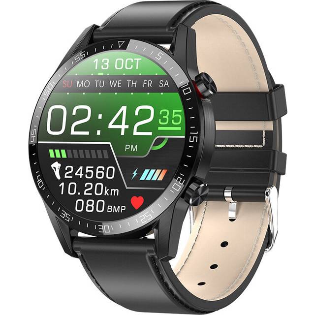 For Phone Xiaomi Android IOS Reloj Inteligente Hombre Smartwatch Men Android IP68 Smartwatch Answer Call Smart Watch Man - Black Leather