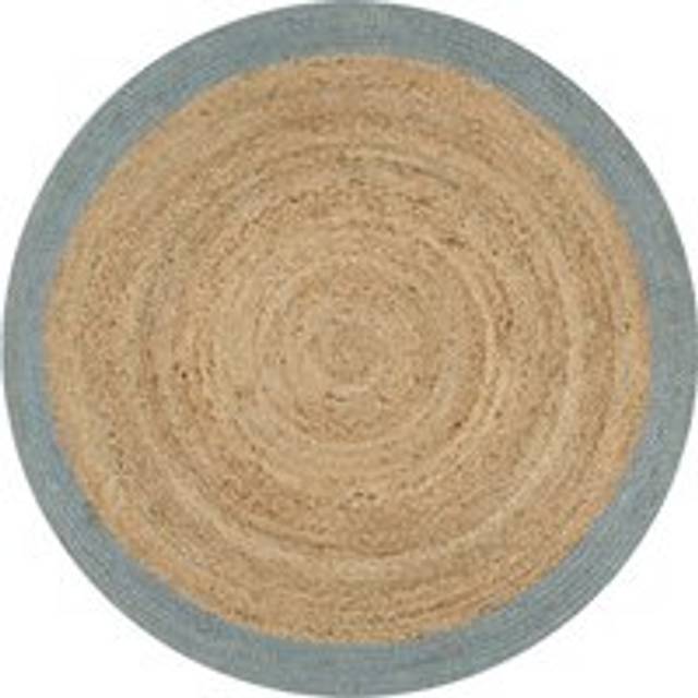 Handmade Rug Jute with Olive Green Border 150 cm - 100cm diameter
