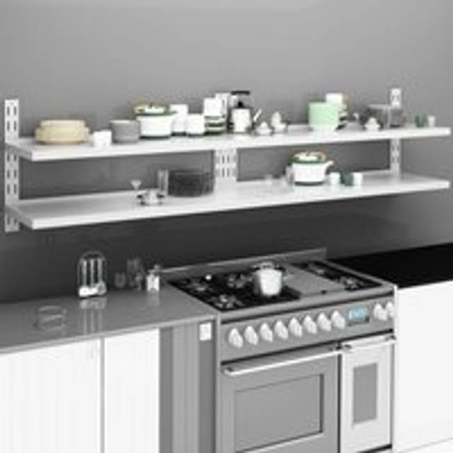 2-Tier Floating Wall Shelves 2 pcs Stainless Steel 240x30 cm - Grey - One Size