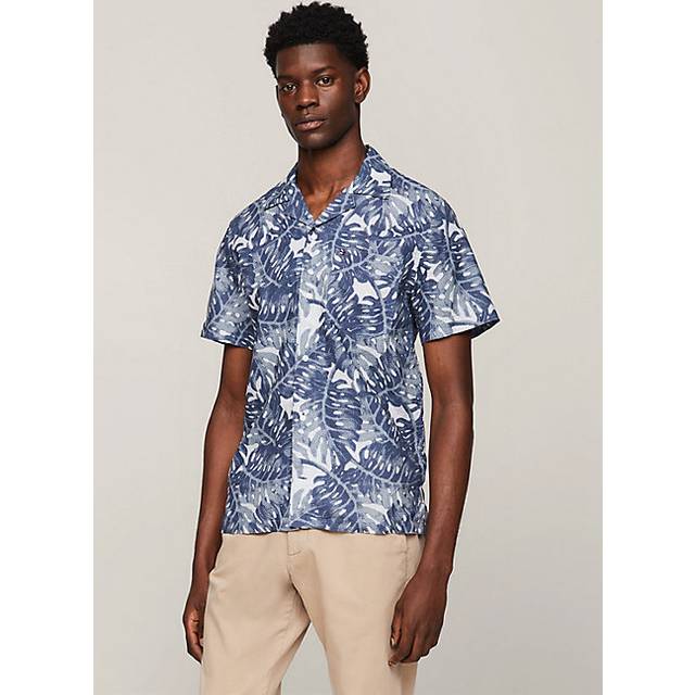 W-Diffused Foliage PRT Shirt S/S Herr, M, Basic Navy / Multi
