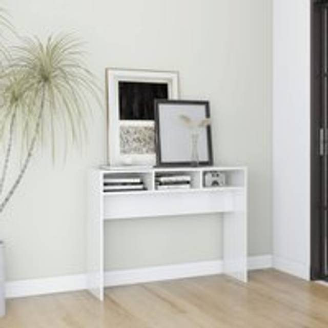 Console Table High Gloss White 105x30x80 cm Engineered Wood - One Size