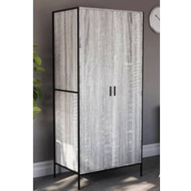 Vida Designs Brooklyn 2 Door Wardrobe Storage Bedroom Furniture 1800 x 830 x 520 mm - Grey - One Size
