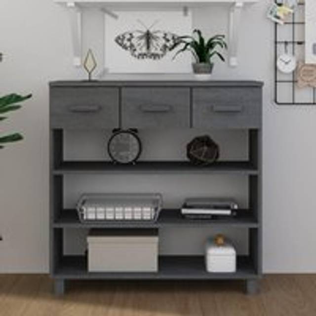 Console Table HAMAR Dark Grey 90x35x90 cm Solid Wood Pine - One Size