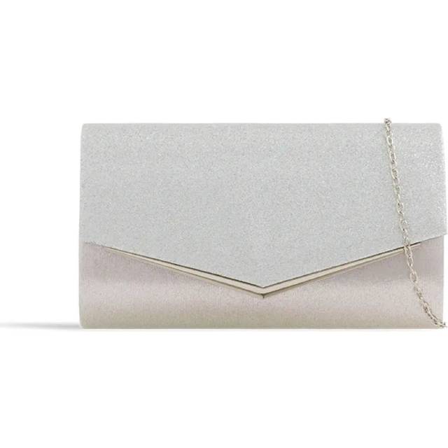 Silver Glitter Envelope Clutch Bag