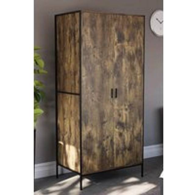 Vida Designs Brooklyn 2 Door Wardrobe Storage Bedroom Furniture 1800 x 830 x 520 mm - Dark Brown - One Size