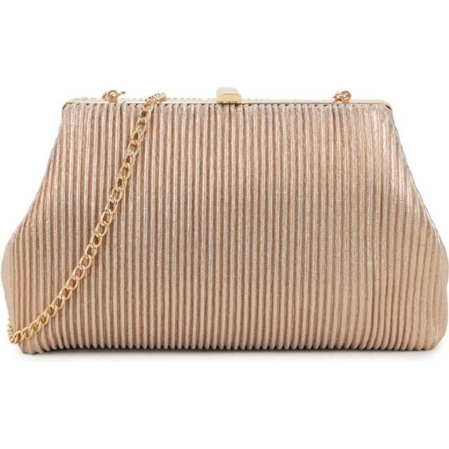 Rose Gold Glitter Clutch Bag with Removable Chain
