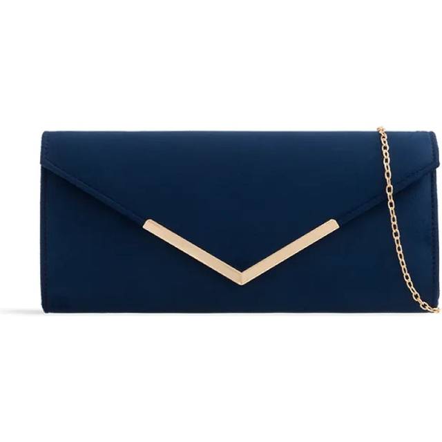 Navy Suede Envelope Clutch Bag