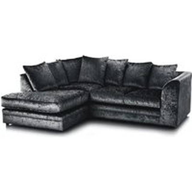 (Black, Left Hand Facing) Dylan Crushed Velvet Fabric Sofas