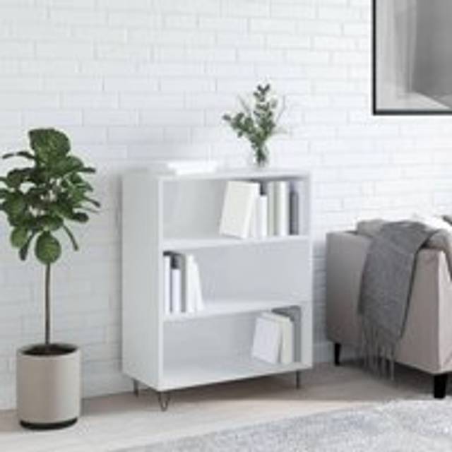 Bookcase High Gloss White 69.5x32.5x90 cm Engineered Wood - Brown - One Size