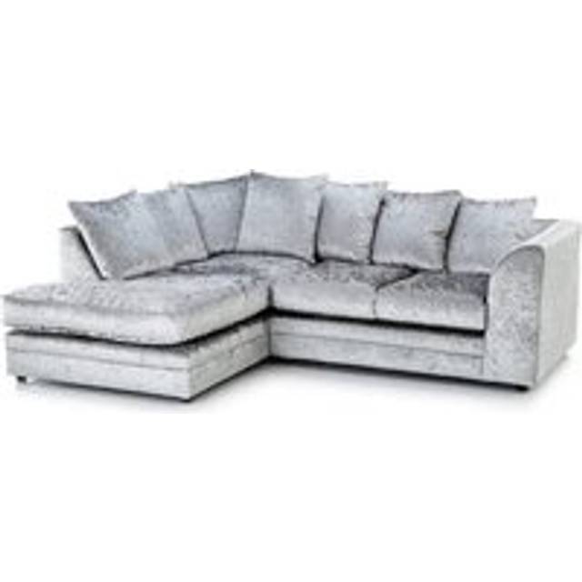 (Silver, Left Hand Facing) Dylan Crushed Velvet Fabric Sofas