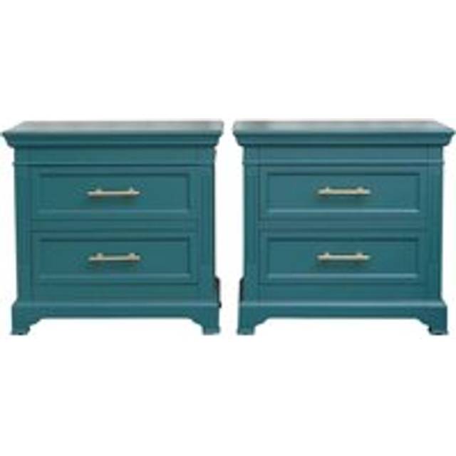Pair of 2 Drawer Large Teal Bedside Tables Material: Furniture/Bedside Tables