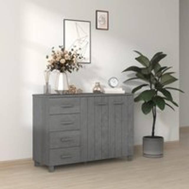 Sideboard HAMAR Dark Grey 113x40x80 cm Solid Wood Pine - One Size
