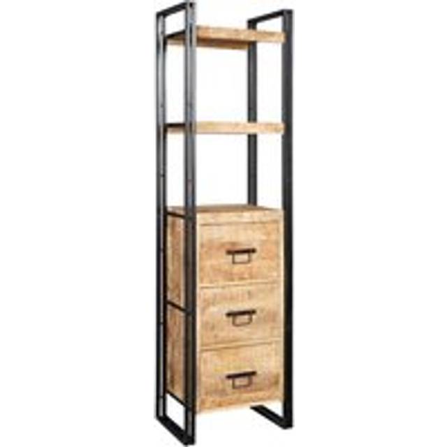 Franciscan Upcycled Industrial Mintis Narrow Bookcase with 3 Drawers - Brown - One Size