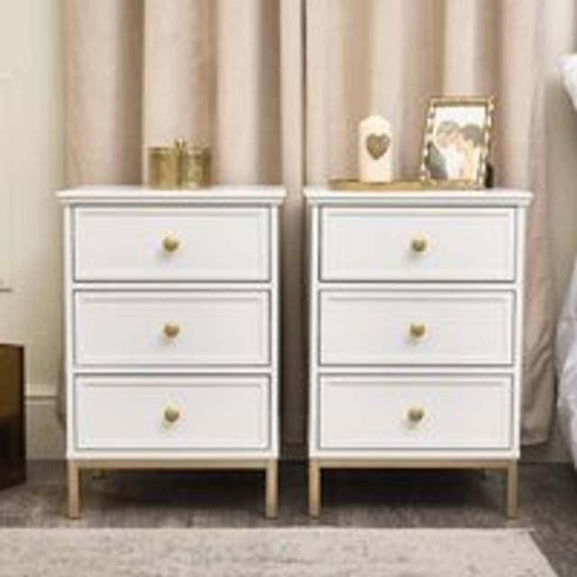 Pair of White Three Drawer Bedside Tables - Aisby White Range Material: Furniture/Furniture Ranges/Aisby White Range