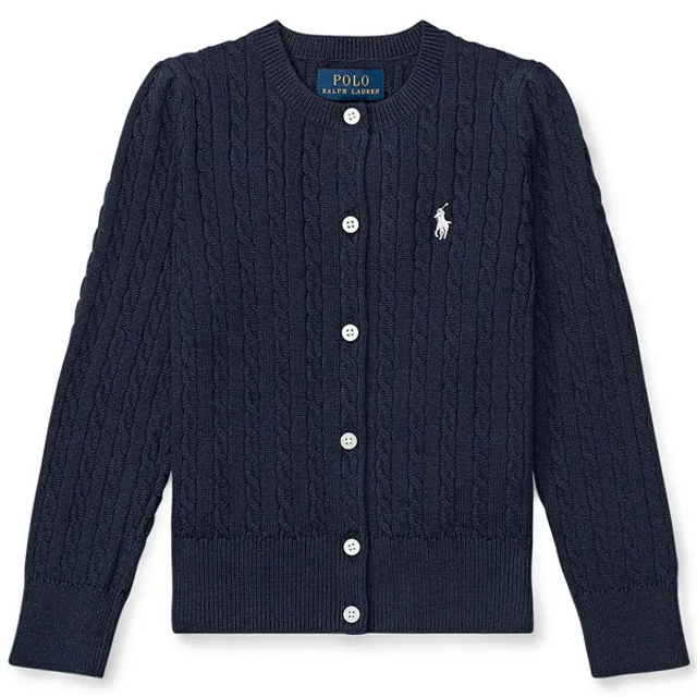 RALPH LAUREN KIDS Mini-Cable Cotton Cardigan |Marinblå |109-116