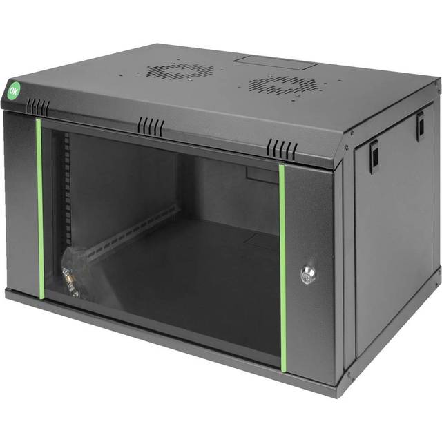 7U wall mounting cabinet, Dynamic 389x600x450 mm, color black (RAL 9005)