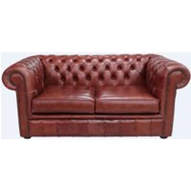 Chesterfield 2 Seater Old English Chestnut Leather Sofa Settee Bespoke In Classic Style - Red
