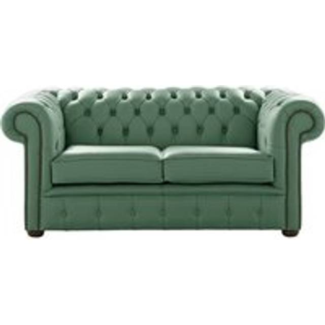Chesterfield 2 Seater Shelly Jade Green Leather Sofa Settee Bespoke In Classic Style