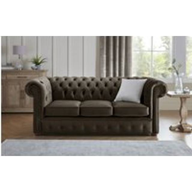 Chesterfield 3 Seater Fabric Malta Mushroom 07 Sofa - Brown