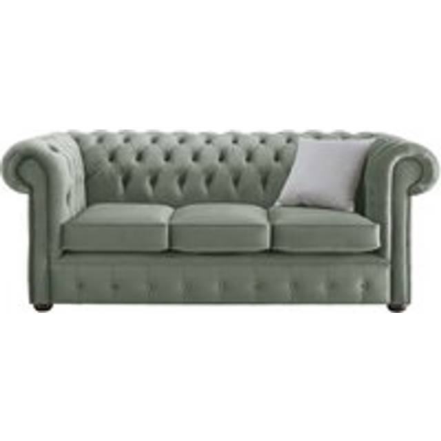 Chesterfield 3 Seater Malta Seaspray Blue Velvet Fabric Sofa In Classic Style