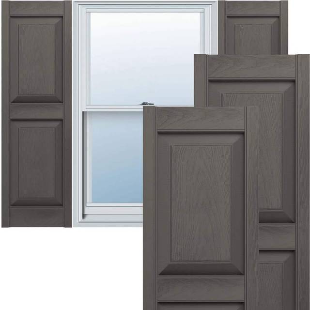 Ekena Millwork Lifetime Vinyl LP2S14X03100TG Standard Two Equal Panel Vinyls  Raised Panel Vinyl Shutters  w/Installation Shutter-Lok's & Matching Scr