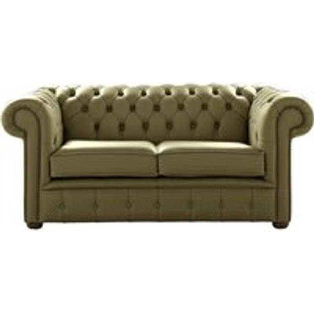 Chesterfield 2 Seater Shelly Sage Leather Sofa Settee Bespoke In Classic Style - Green