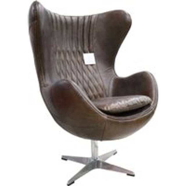 Aviator Retro Swivel Egg Armchair Vintage Brown Real Distressed Leather - 1 Seater/Chair