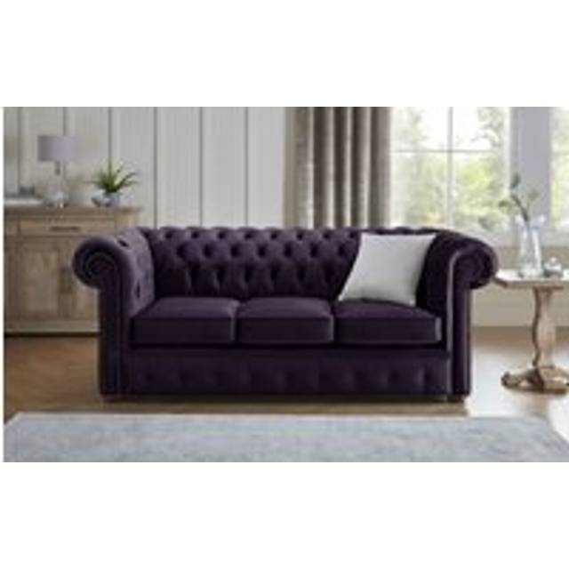Chesterfield 3 Seater Fabric Malta Amethyst 03 Sofa - Purple