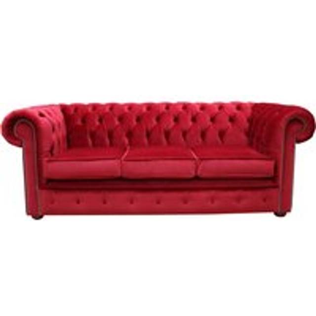 Chesterfield 3 Seater Malta Red Velvet Sofa Custom Made In Classic Style