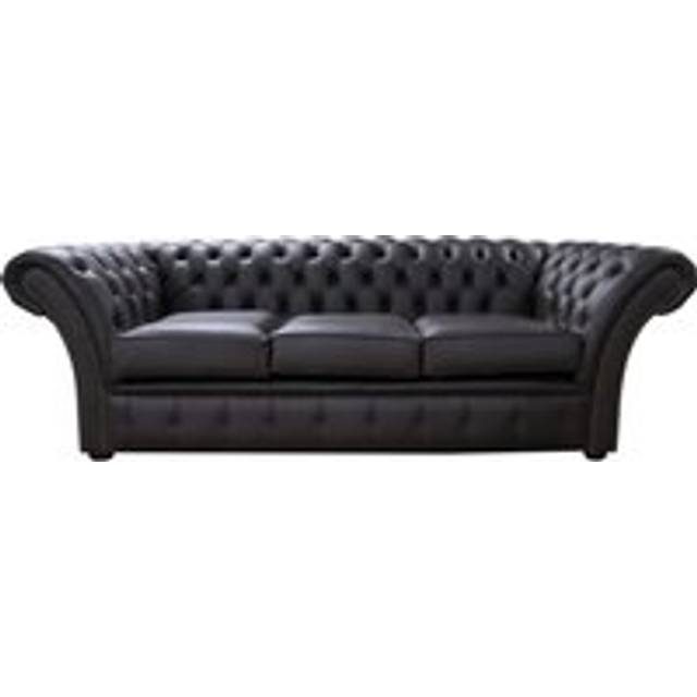 Chesterfield 3 Seater Contempo Dark Chocolate Leather Sofa Settee In Balmoral Style - Brown