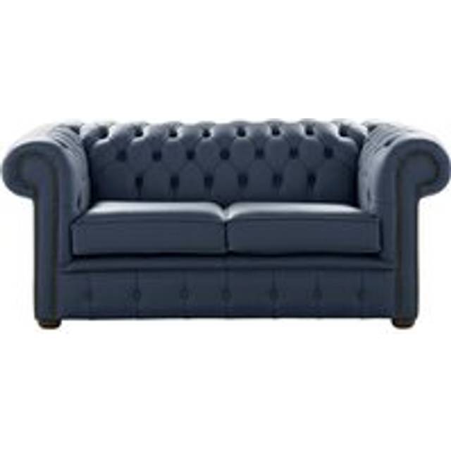 Chesterfield 2 Seater Shelly Suffolk Blue Real Leather Sofa Settee Bespoke In Classic Style