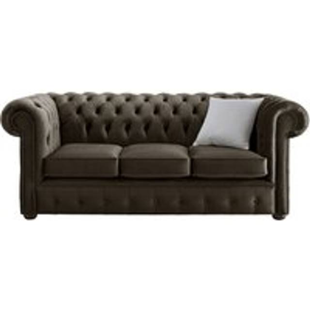 Chesterfield 3 Seater Malta Mushroom Brown Velvet Fabric Sofa