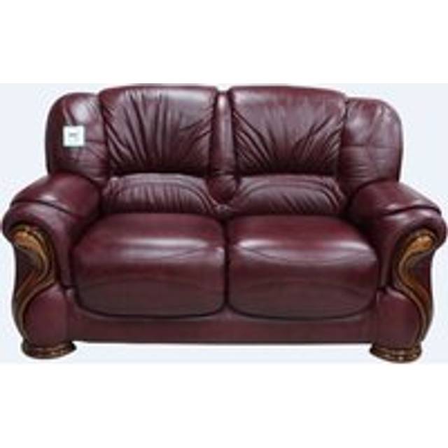 Susanna Handmade 2 Seater Sofa Settee Italian Burgandy Real Leather - Red
