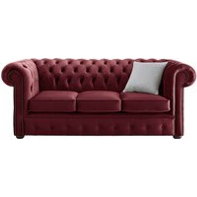 Chesterfield 3 Seater Malta Red Velvet Fabric Sofa