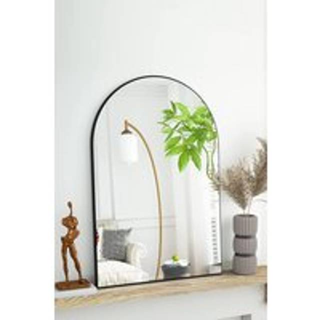 40cm W x 50cm H Contemporary Arched Wall Mirror - Black - One Size