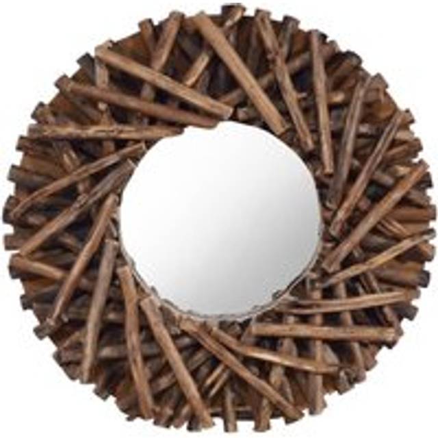 Wall Mirror 40 cm Teak Round - Brown - One Size