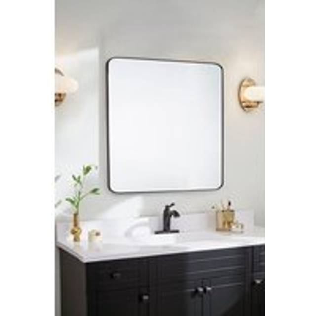 50 x 50cm Square Wall Mirror Aluminum Alloy Frame Bathroom Mirror - Black - One Size