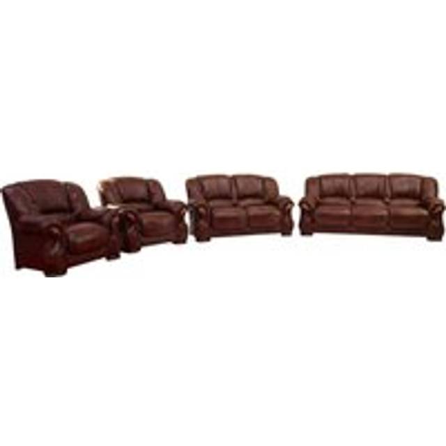 Susanna Handmade 3+2+1+1 Sofa Suite Italian Tabak Brown Real Leather - Suite Offers