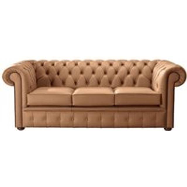 Chesterfield 3 Seater Shelly Saddle Real Leather Sofa Bespoke In Classic Style - Brown