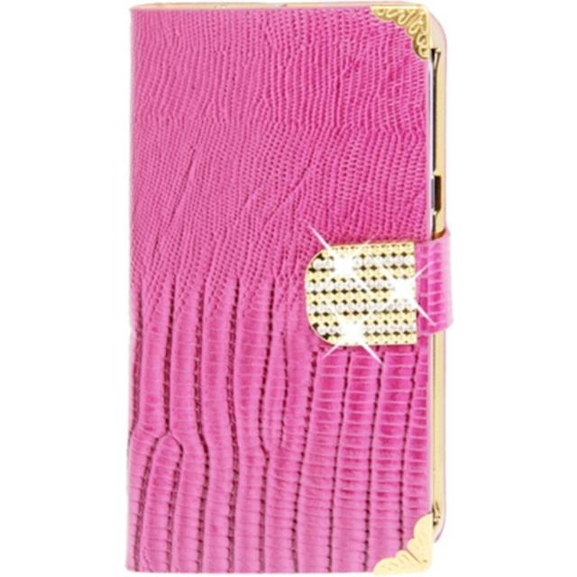 High Quality Lizard Texture Diamond Encrusted Button Horizontal Flip Leather Case with Credit Card Slots for Galaxy Note II
