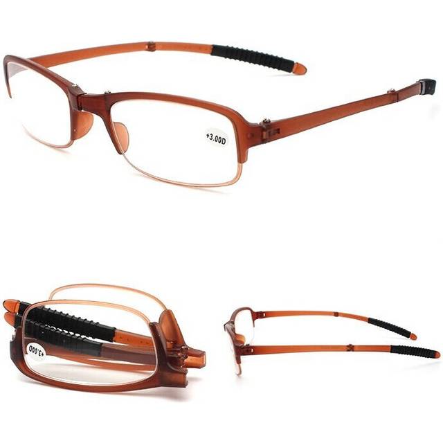 (Brown, 2.5) Light Weight Folding Reading Glasses Magnifying Fatigue Relief