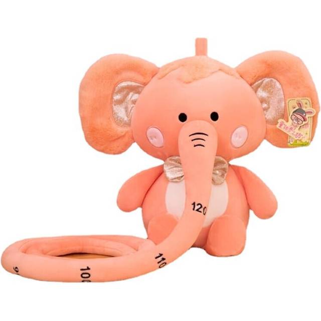 (Pink, 30cm) 30/40/55CM Soft Down Cotton Stuffed Plush Toy with Long Nose Height Ruler Function for Children's Birthday Gifts