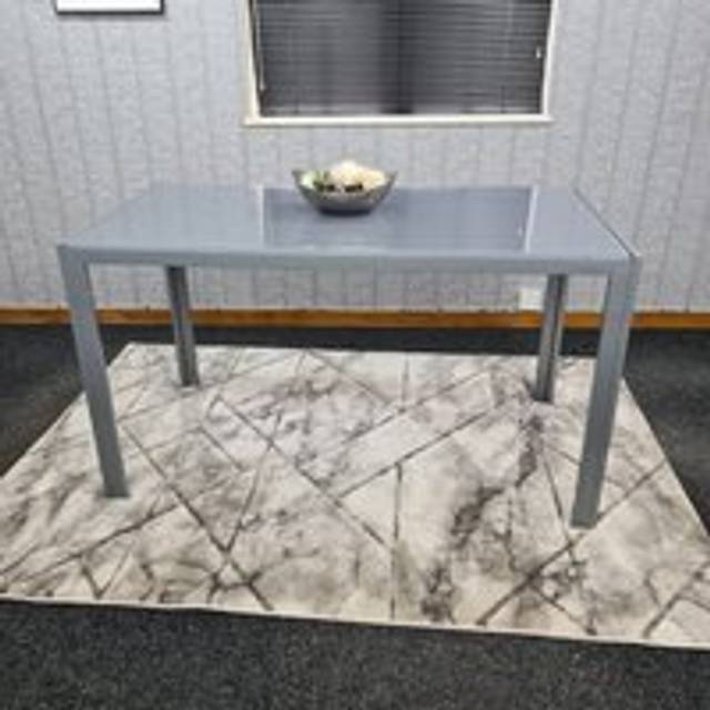 Kosy Koala - Dining Table Grey Glass Kitchen Place for 6 Seats, Dining Table Only (Grey h 75 x l 134 x w 70 cm)